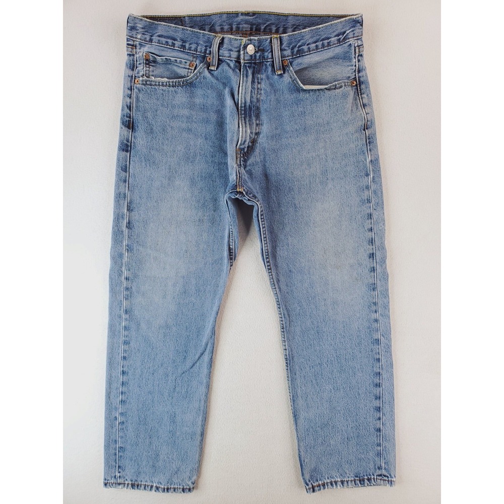 Levis 505 Jeans Mens 36x30 Blue Regular Straight Distressed Work Pants Grunge